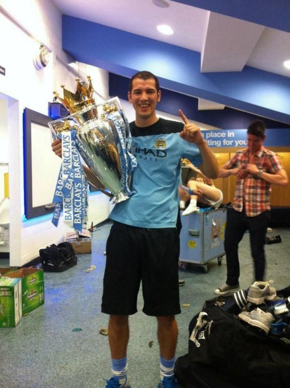 We Are Sunderland: Ste Aziz pictured with the Premier League trophy after Man City were crowned champions in 2011-12. We Are Sunderland: Ste Aziz pictured with the Premier League trophy after Man City were crowned champions in 2011-12.