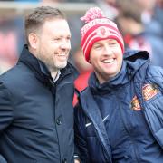 Sunderland head coach Michael Beale (L) and assistant Mike Dodds (R).